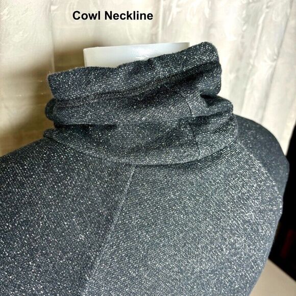 Christopher & Banks Black Silver Cowlneck Pullover Sweatshirt Misses Size M - Picture 5 of 8